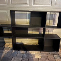 Black Entertainment Stand Shelving Unit 