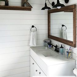 Farmhouse Framed Wall Mirror -,  Bathroom Mirror, Rustic Wood Frame Mirror, Big Mirror