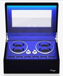 Watch Winder, 6/10 Slots Automatic Watch Winders with Serenity Blue Backlight and Memory Foam Pad, Open Lid Tech, 4 Modes (USB-DC Power Cord)