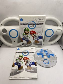 Mario Kart Wii Bundle + 2 Wheels Tested Authentic Mk Game Night! Nintendo Wii