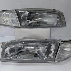 97-01 Mitsubishi Mirage Chrome clear Headlights 