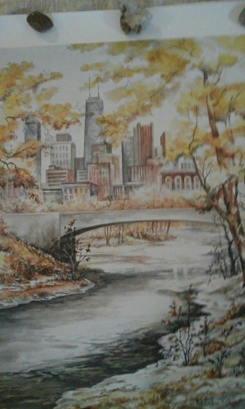 Signed and Numbered Print By Pat Coffman Huss Chicago Landscape