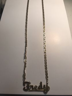 14k Custom Gucci link style chain with Fredy pendant name plate // We do Layaway