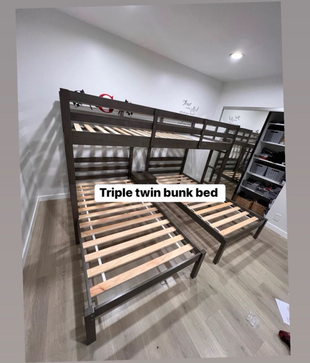 Triple Bunks Bed Wood 