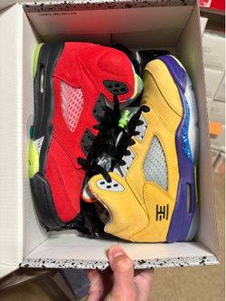 Size 4.5Y / 6W - Nike Air Jordan 5 Retro Se "What The" Yellow-Red