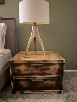2  Crate & Barrel Asher 2-Drawer Nightstand Wood Brown