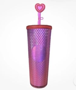 Disney Parks Starbucks Mickey Mouse 2024 Valentine's Day Studded Pink Tumbler