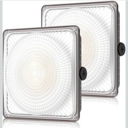 (Brand New in Box) 
60W LED Canopy Lights 2Pack, Selectable Wattage 60/45/30W 3CCT 3000/4000/5000K, IP65 ETL Listed Commercial Canopy Lights for Gas S