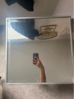 Modern Glam Mirrored Glass End Table with Crushed Crystal Inlay