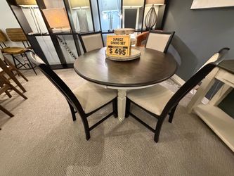 5-Piece Dining Table and Chair Set 5-Piece Round Dining Room Set ( Modern Home Furniture)