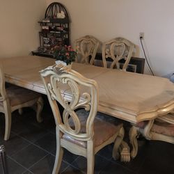 $499 Dining Table  And Chairs Wide & Heavy!!!! extends to 144 inches