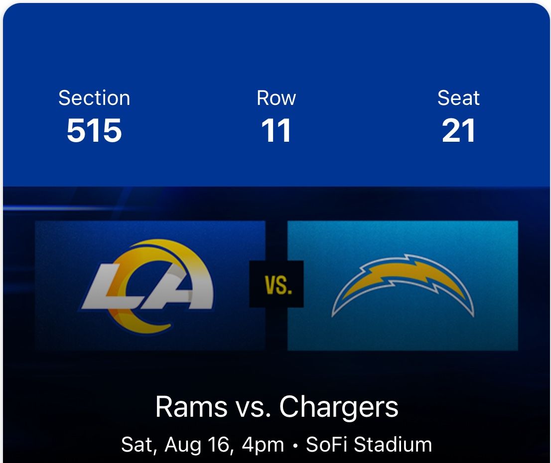 NFL Preseason Los Angeles Rams Vs Los Angeles Chargers Sat Aug 16 4pm
