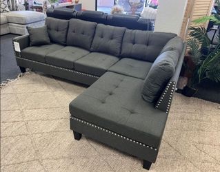 Brand New Brown Linen Sectional Sofa Couch (New In Box)