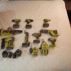 9 Piece Ryobi Set With 4 Fast Chargers