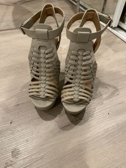Strapped Heels - Beige - Size 8W - Brand New - Never Worn 