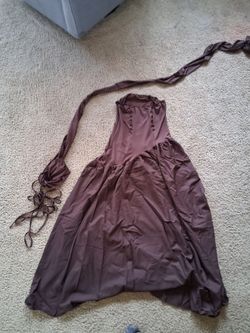 Brown Halter Neck Mini Dress