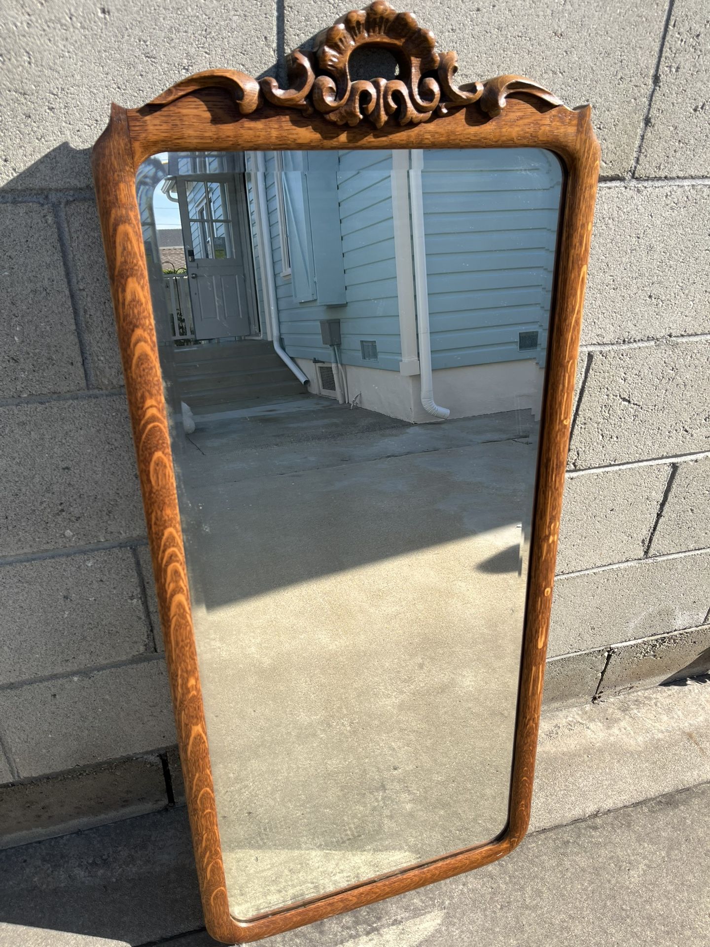 Antique Solid Oak Hall Mirror