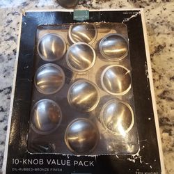 $10.00 - (10) Brush Nickle Knobs, New In Original Box + 2 Extras!  
