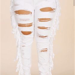 White  Plus Size With Fringes 