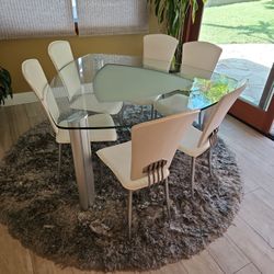 Dining Table Seven Piece Faux Leather