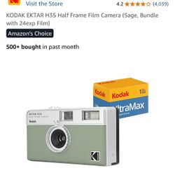 KODAK EKTAR H35 Half Frame Film Camera (Sage, Bundle with 24exp Film)