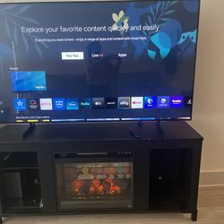 65’ Samsung Tv With Electric Fireplace 