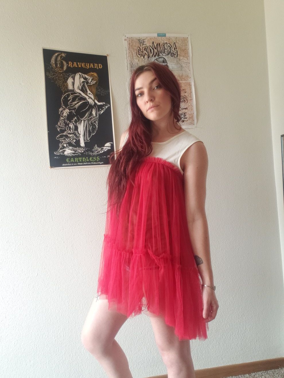 Red Tulle Mini Dress