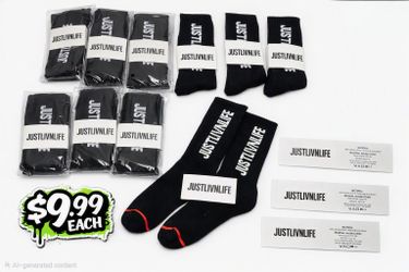 JustLivnLife Black Crew Socks