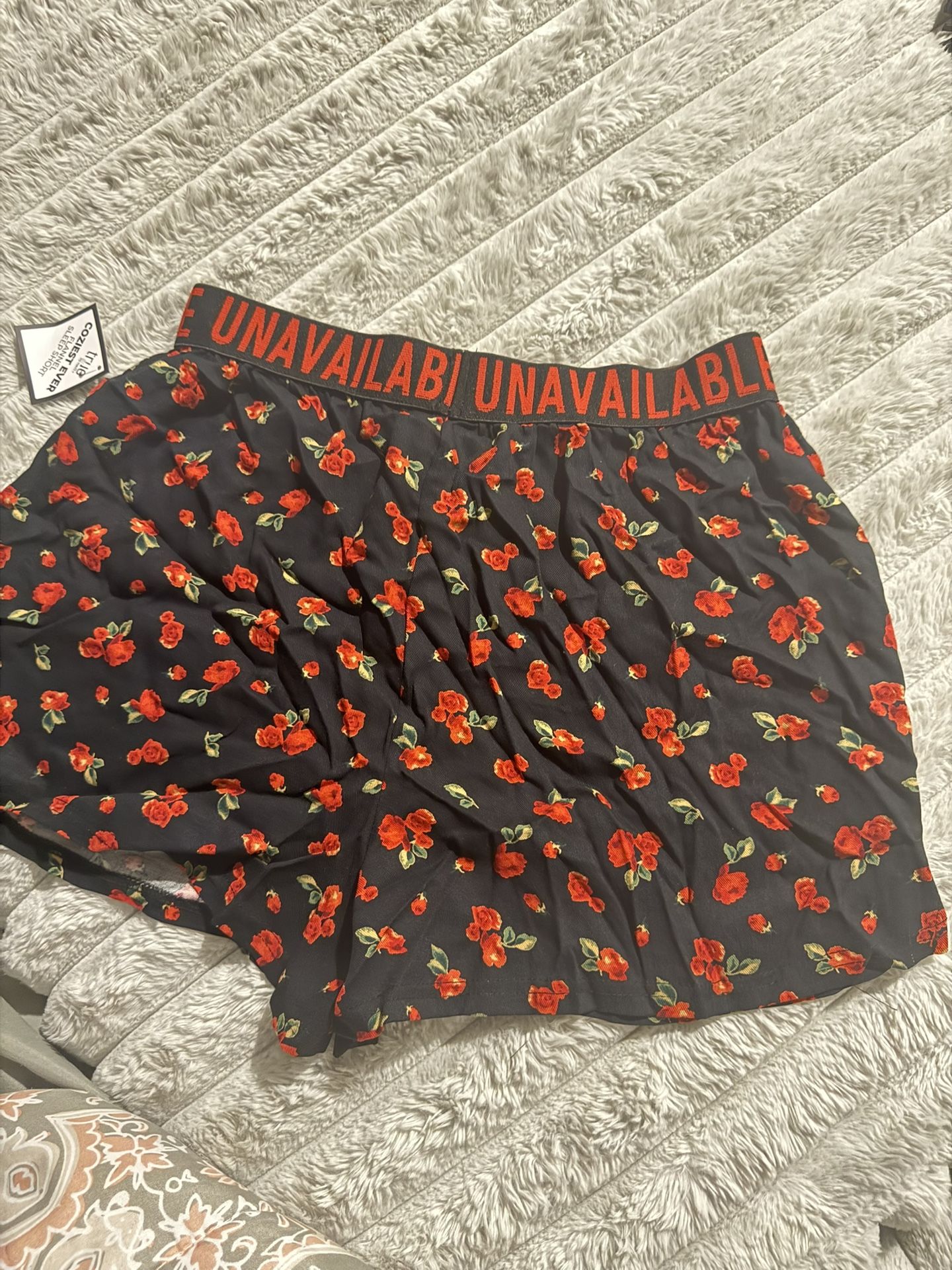 New Red Rose Floral Flannel Sleep Shorts | Size Large | Cozy Loungewear