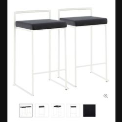 Fuji Counter Stools – White with Black Velvet, Set of 2