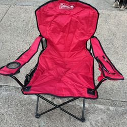 PRICE IS FIRM! Coleman Red Camping Chair with Built In Cooler