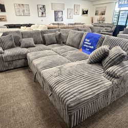 Light Gray Sofa Sectional Pull out set + Storage Chaise 