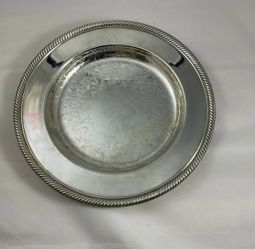 10" Round silver plate  Serving Tray Etched Design 811