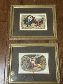 Two gold framed pics