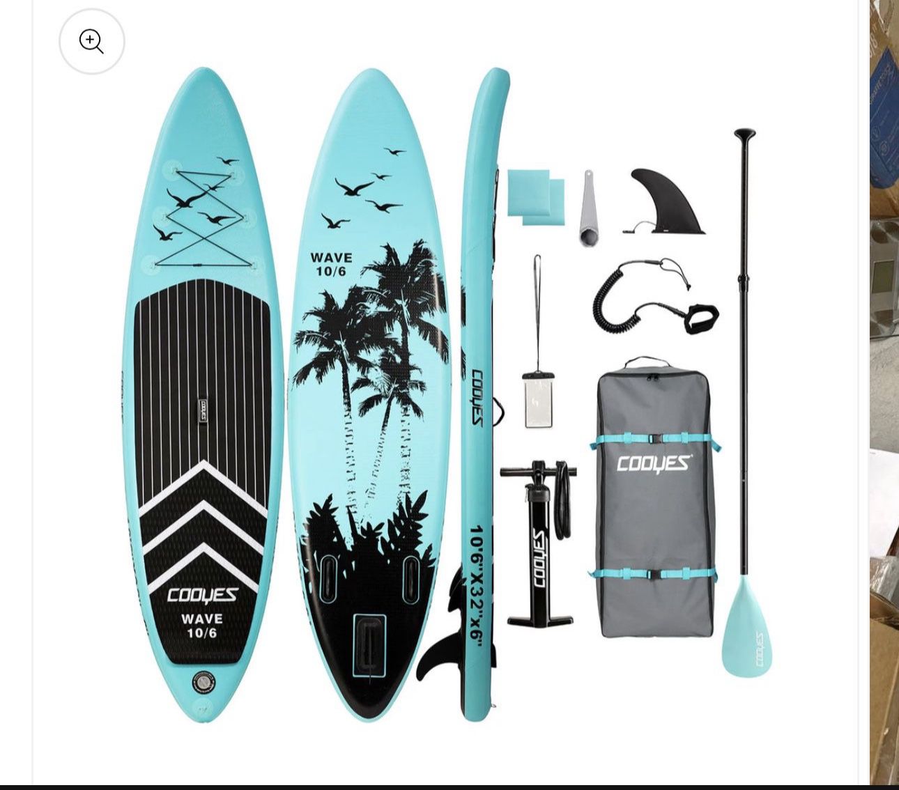 COOYES Inflatable Stand Up Paddle Board 10'6" with Free Premium SUP Accessories & Backpack, Non-Slip Deck. Bonus Waterproof Bag, Leash, Paddle and Han