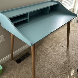 Blue wood desk