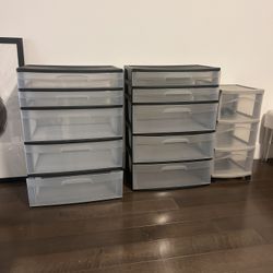 Set Of 3 Steralite Organizer Drawers Dresser Plastic  Large And Small 