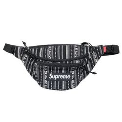 Supreme Woven Stripe Waist Bag (Black) SS20 Sealed