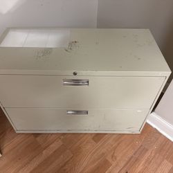 Two-Drawer Beige Filing Cabinet
