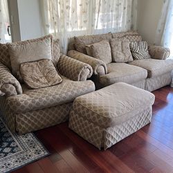 ottoman Love seat and single with ottoman