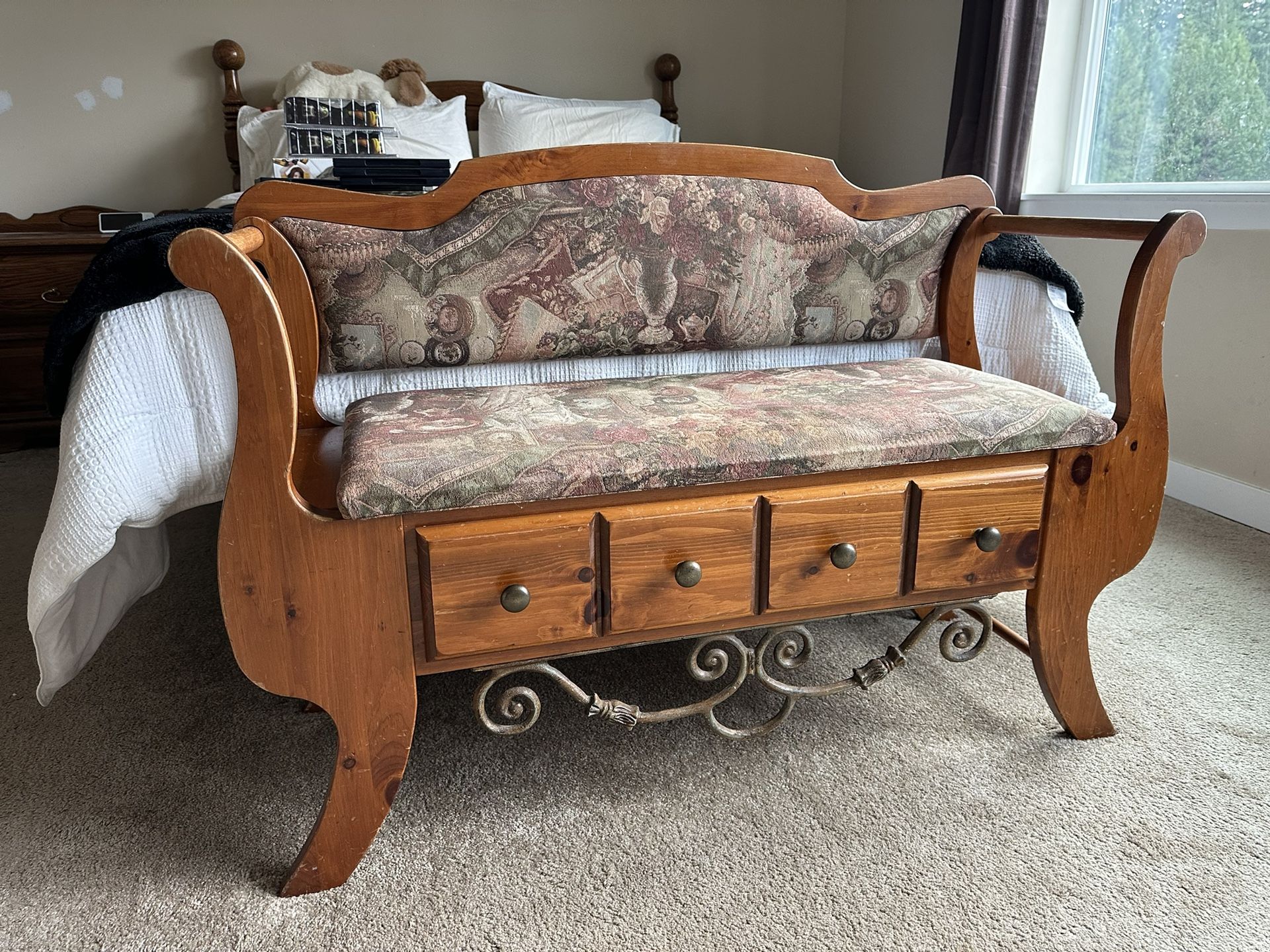 Antique Pine Wood Bench