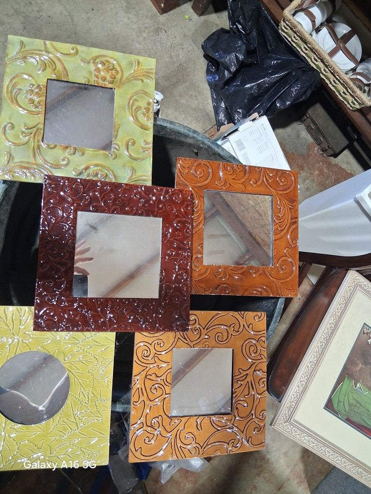 Vintage Metal Multi Paneled Mirror In Fall Colors