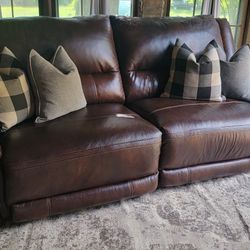 Genuine Leather Ashley Furniture Electric dual recliner sofa