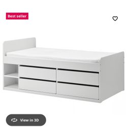 White Twin Bed Frame With Storage 