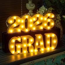 MEADIN 4.7 * (262) Graduation Decorations 2026-2 LED Long Marquee Light Up Letters 'Grad 2026' - Class of 2026 Graduation Party Decorations Sign for K