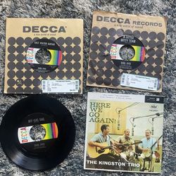 Vtg Folk Vinyl 45 Lot Burl Ives Kingston Trio Sing-Along Decca Records 4ct
