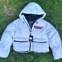 Prada Women’s Crop Top Puffer Jacket White