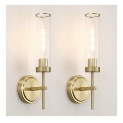 Gold Bathroom Wall Sconces Set of 2, Modern Wall Sconces Set of Two Hardwired