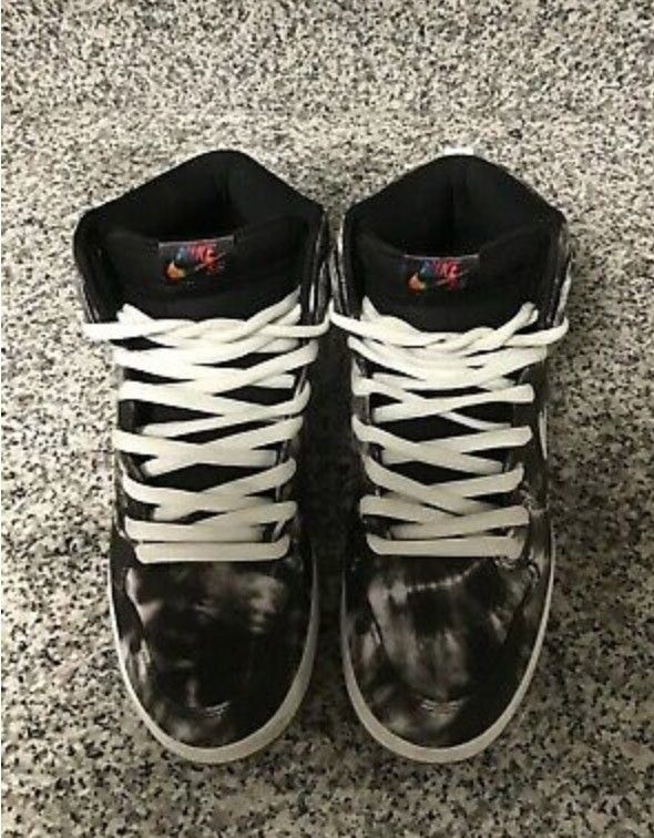 Nike SB Dunk High Premium SB Black White Tie Dye 313171 023 Size 12