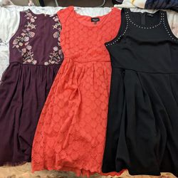 3 Fit&Flare Dresses -Women's Sz M, 10, & L
